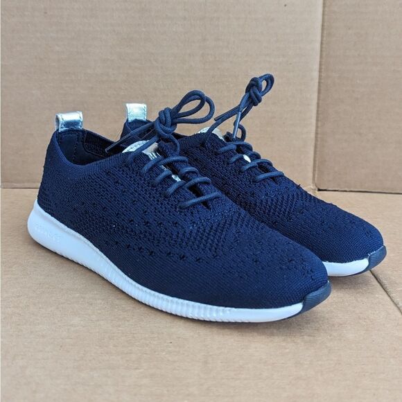 Cole Haan ZerØgrand Stitchlite Wingtip Oxford Blue Shoe Womens Size 5 - Picture 2 of 8